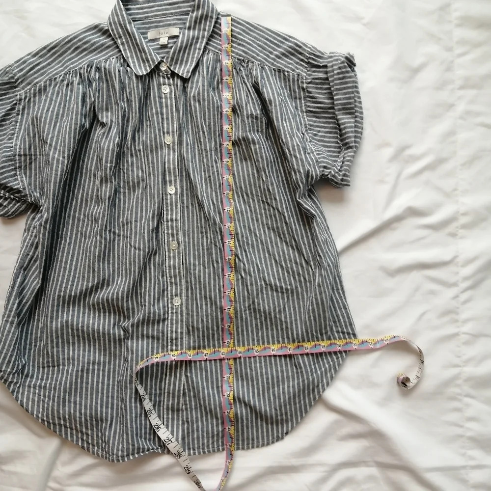 Joie Naro Striped Short Sleeve Button Up Cotton Coastal Nautical Oversize Small - Picture 15 of 16